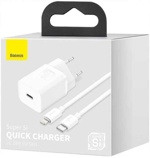 BASEUS SZYBKA ŁADOWARKA SIECIOWA INTELIGENTNA KOSTKA USB C 20W 3A +KABEL IP zdjęcie 1