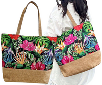 Bawełniana torebka damska na zakupy plażę kwiatowa shopper duża