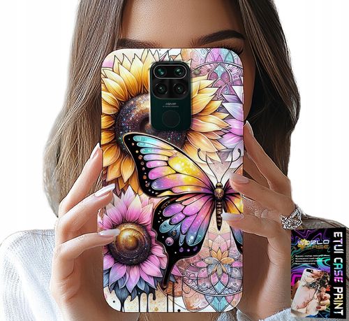 ETUI DO XIAOMI NOTE 9 - SŁONECZNIK Z MOTYLKIEM, OBUDOWA + FOLIA na Arena.pl