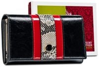 skórzany portfel damski z motywem wężowej skóry - peterson