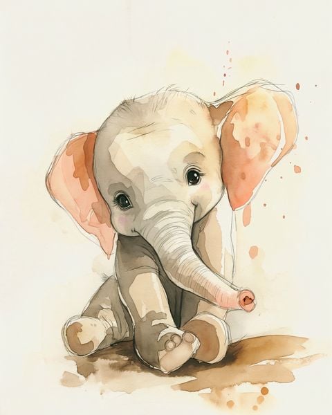 Plakat 40x50cm Siwy Słonik zdjęcie 1