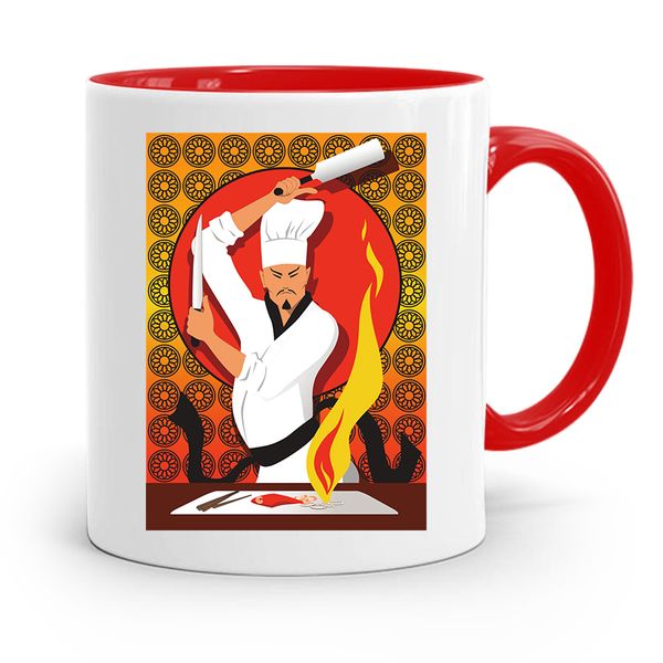 Kubek Czerwony Dla Kucharza Kucharki Szefa Kuchni Z Nadrukiem Ze Zdjęciem zdjęcie 1