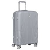 duża walizka podróżna w szarym kolorze z wodoodporną skorupą - peterson