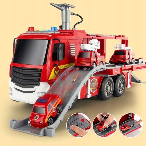 STRAŻ POŻARNA WÓZ SAMOCHÓD STRAŻACKI Z NAPĘDEM LEJE WODĄ ŚWIATŁO DŹWIĘK na Arena.pl