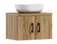 Szafka łazienkowa wisząca MARKUS 80 dąb craft złoty z umywalką BLANCO (W1)