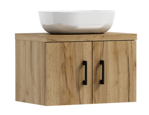 Szafka łazienkowa wisząca MARKUS 80 dąb craft złoty z umywalką BLANCO (W1) na Arena.pl