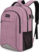 Lumesner różowy podróżny plecak na laptopa z portem ładowania USB; 15,6"