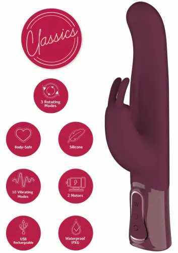 she.e.o thick rotating rabbit vibrator silikonowy, 10 trybow, usb na Arena.pl