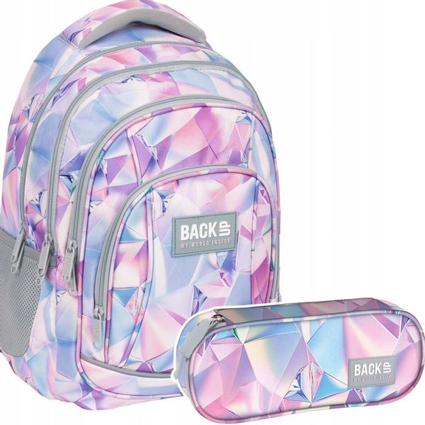 PLECAK SZKOLNY MŁODZIEŻOWY BACKUP 26L DLA DZIEWCZYNY REFLEKSY GEOMETRYCZNE zdjęcie 1