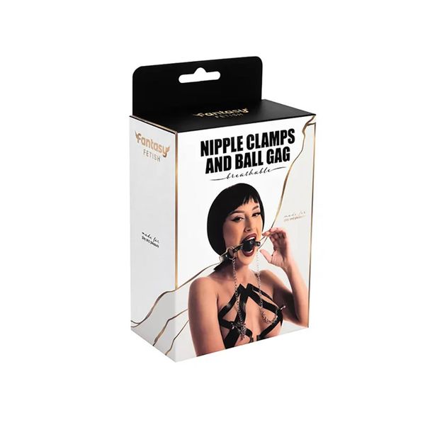 Breathable Ball Gag With Adjustable NippleClamps. zdjęcie 5