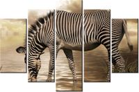100CM 150CM OBRAZ 5 ELEM ZEBRA WODOPOJU ŚCIENNY