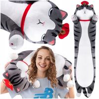 Miś Maskotka Poduszka Długi Pluszowy Angry Kot 70Cm Xxl Miękka Przytulanka