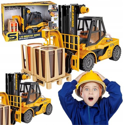 Auto Wózek Widłowy Żółty 1:16 Ruchome Elementy Efekty Świetlne I Dźwiękowe na Arena.pl