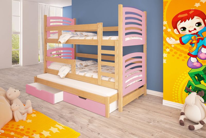 Trzyosobowe łóżko Piętrowe Dla Dzieci Janek Z Materacami Arenapl 6635