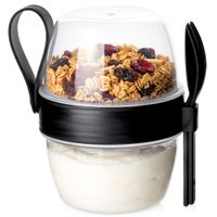 Pojemnik kubek na jogurt z łyżeczką widelcem lunchbox 600 ml