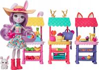 ENCHANTIMALS DUŻY ZESTAW TARG KRÓLICZKÓW +LALKA +FIGURKA KRÓLICZKA +DODATKI