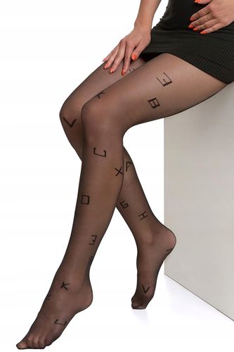 RAJSTOPY CZARNE MATOWE CLEO BEZPALCOWE DAMSKIE WZÓR LITERKI 20 DEN MORAJ R3 na Arena.pl