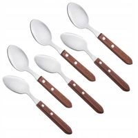 6x łyżka stołowa z drewnianą rączką SZTUĆCE do grilla na piknik