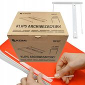 Spinacz Klips Archiwizacyjny KOMI Zaczep Białe Opakowanie 100 Sztuk 9091