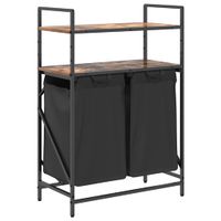 Kosz na pranie 2 przegrody z półkami, przydymiony dąb