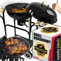 GRILL OGRODOWY WĘGLOWY na brykiet ZAMYKANY POKRYWA POPIELNIK Gruba Blacha