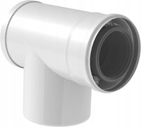 2X TRÓKNIK KOMINOWY 87° Ø80/125mm PODŁĄCZENIOWY Z REWIZJĄ BIAŁY TEC-LAS-PP-