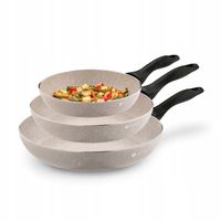 Zestaw PATELNI na GAZ Non stick SOLIDNE Beżowe Tadar Sasso 20/24/28