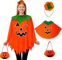 Strój dyni na Halloween damski świecąca peleryna opaska torba zestaw 3w1
