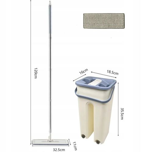 MOP PŁASKI Z WYCISKACZEM WIADREM DWUKOMOROWYM + WKŁADY MIKROFIBRA na Arena.pl