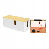 Pojemnik Organizer Na Kable Listwy Pudełko Duży Na Przewody Bambus 30X11 Cm