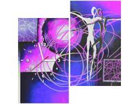 60X60CM ZEGAR BEZKRESNE UCZUCIA FIOLECIE OBRAZ DREWNO ŚCIAN KWADRAT