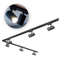 Zestaw szynowy 3 fazowy szyna 2m+2m, L prawy., 6x Lampa, 2x zaślepka CZARNY