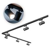 Zestaw szynowy 3 fazowy szyna 2m+2m, L prawy., 6x Lampa, 2x zaślepka CZARNY