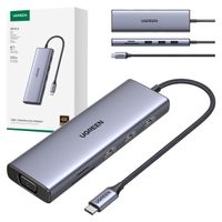 HUB Adapter USB-C - 3x USB-A 3.0 / HDMI / VGA / RJ45 / czytnik kart SD / TF