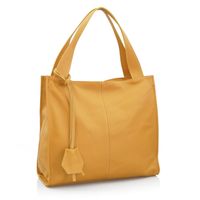 VERA PELLE torebka skórzana shopper klasyczna na ramię V074 musztardowa