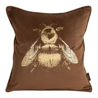 Poszewka dwustronna ze złotym nadrukiem BEE 45X45 ceglana