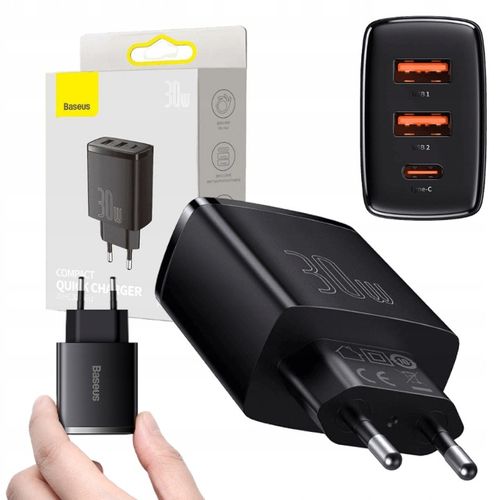 BASEUS SZYBKA ŁADOWARKA SIECIOWA DO TELEFONU USB USB-C TYP-C AFC QC 3.0 30W na Arena.pl