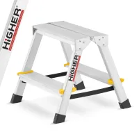 Drabina aluminiowa domowa dwustronna składana HIGHER 2x2 stopnie taboret