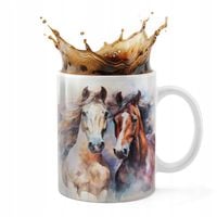 KUBEK CERAMICZNY 330ML DRUK - KOŃ KONIE JAZDA KONNA HOBBY HORSE