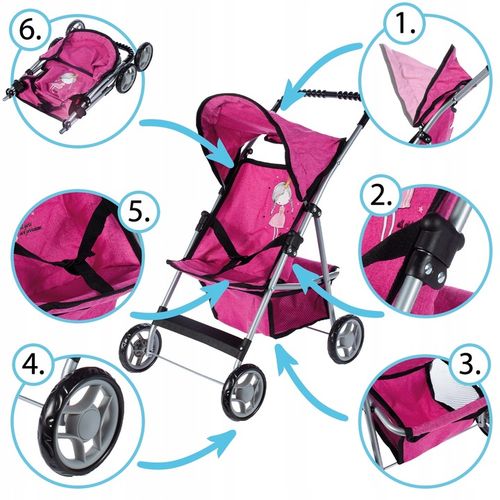 SPACERÓWKA WÓZEK DLA LALEK SPACEROWY SKŁADANY LEKKI STABLINY KSIĘŻNICZNA na Arena.pl