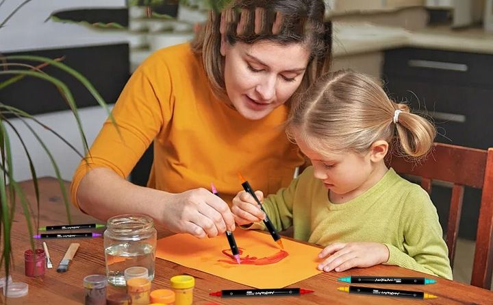 Markery akrylowe 24 kolory Wodoodporne markery z podwójną końcówką Prezenty zdjęcie 7