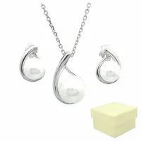 Komplet Biżuterii Srebrnej Zestaw Kolczyki Naszyjnik Elegancki z Perełkami