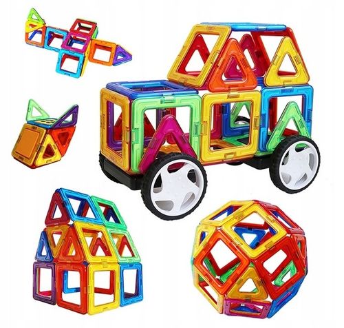 KLOCKI MAGNETYCZNE KONSTRUKCYJNE PANELE NEODYMOWE DLA DZIECI ZESTAW 128 EL. na Arena.pl