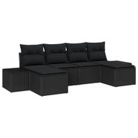 Zestaw Sof na Ogród 6 pcs Czarny 184 x 62 x 85 cm Polirattan