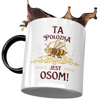 Kubek Czarny Dla Położnej Ta Położna Jest Osom Z Nadrukiem Ze Zdjęciem