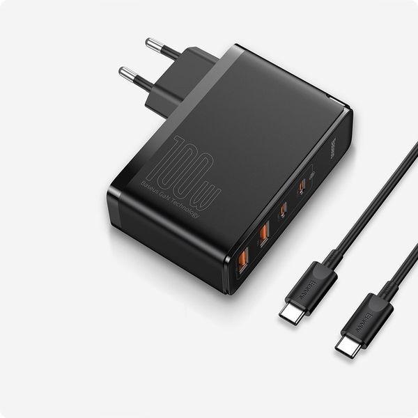 Ładowarka BASEUS GaN2 PRO 100W 2x USB-C/USB PD QC4 + Kabel USB-C zdjęcie 11