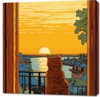 Obraz 90x90cm Zachód przez Kocie Oczy