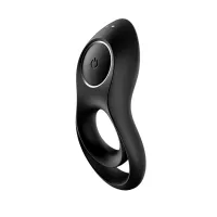 satisfyer legendary duo czarny - podwojny pierścień wibrujący z silikonem