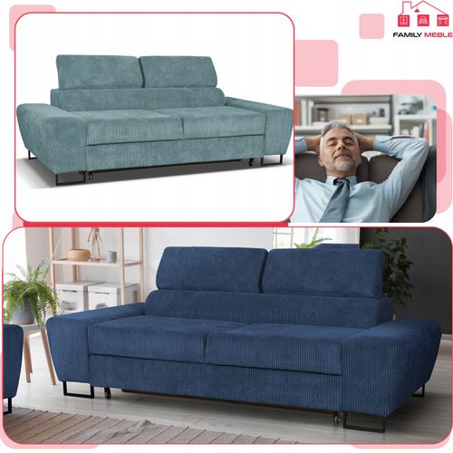 Sofa kanapa Savio salon Family meble jasny zielony sztruks reg zagłówek na Arena.pl