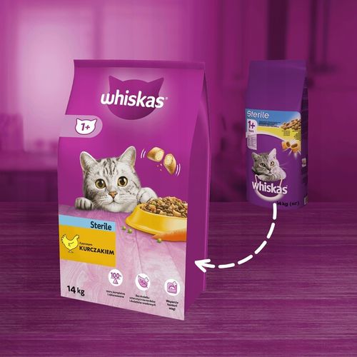 WHISKAS Sterile sucha karma z kurczakiem 14kg na Arena.pl